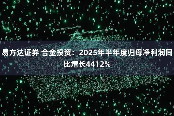 易方达证券 合金投资：2025年半年度归母净利润同比增长4412%