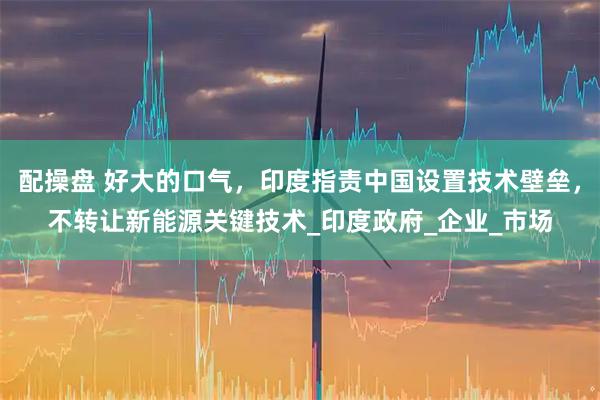 配操盘 好大的口气，印度指责中国设置技术壁垒，不转让新能源关键技术_印度政府_企业_市场