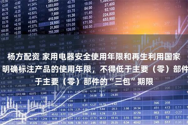 杨方配资 家用电器安全使用年限和再生利用国家标准修订发布：明确标注产品的使用年限，不得低于主要（零）部件的“三包”期限