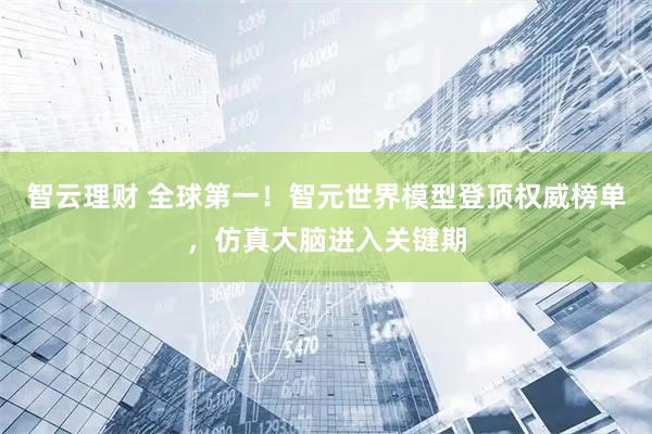 智云理财 全球第一！智元世界模型登顶权威榜单，仿真大脑进入关键期